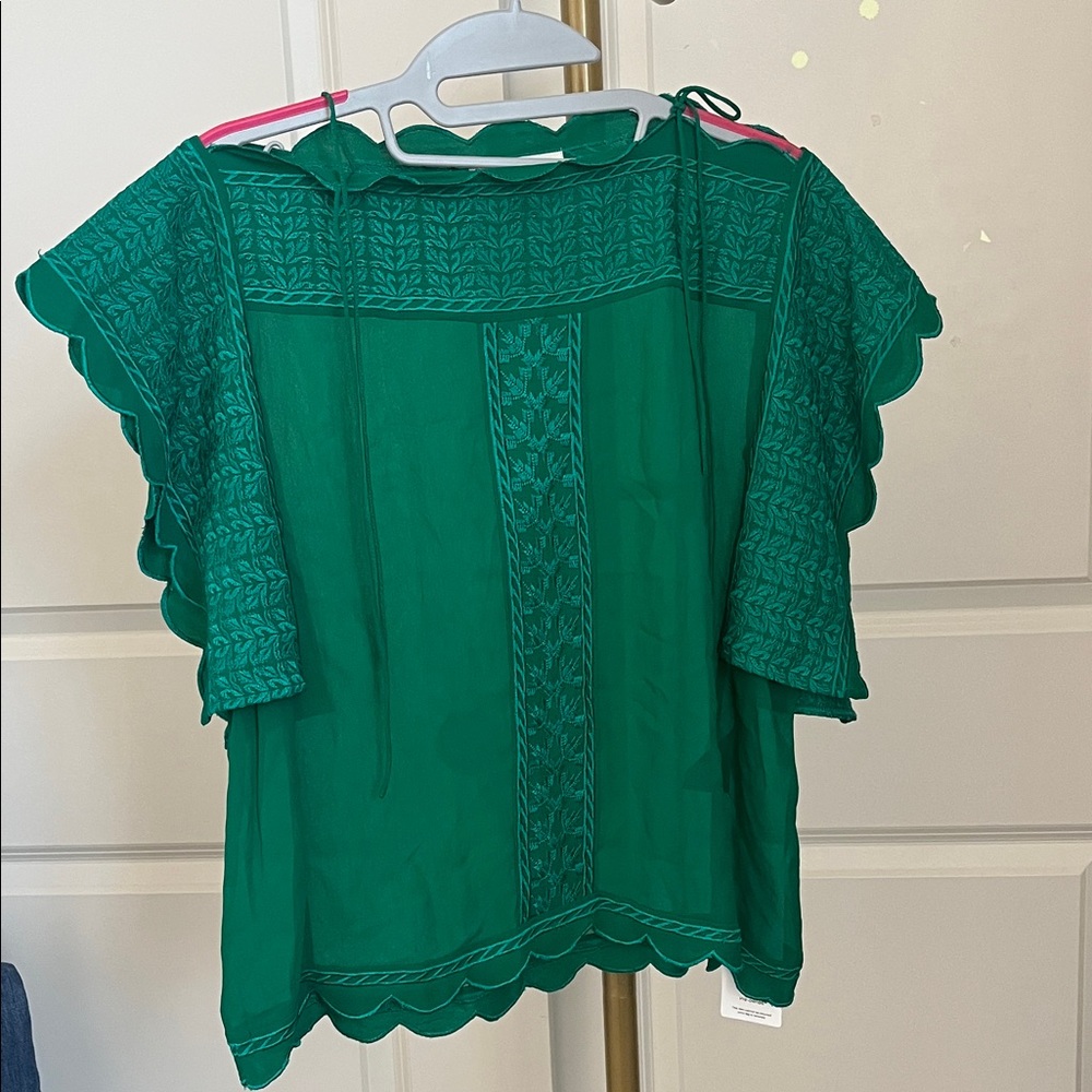 Isabel Marant Emerald Blouse with Scalloped Edges, pre owned never worn